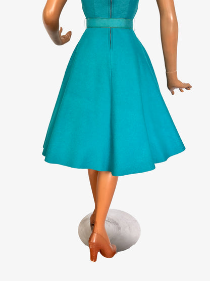 XXS/XS | 1950s Aqua Wool Felt Poodle Dress