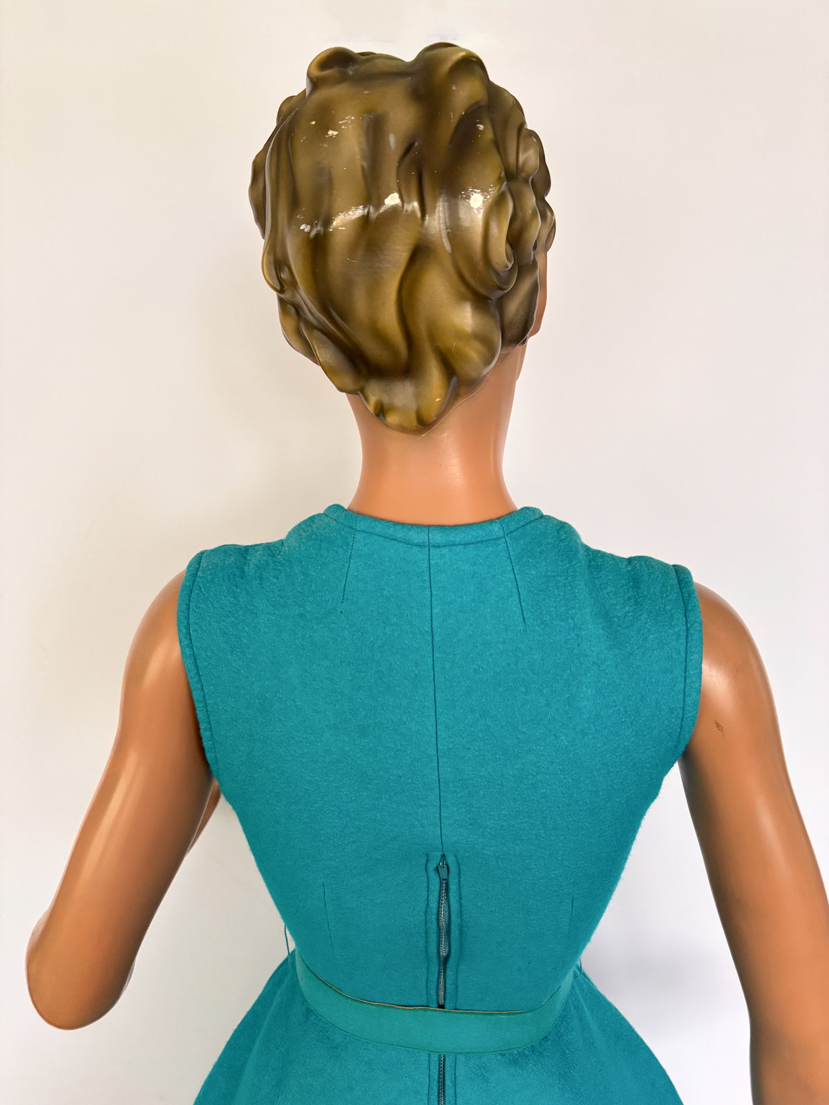 XXS/XS | 1950s Aqua Wool Felt Poodle Dress