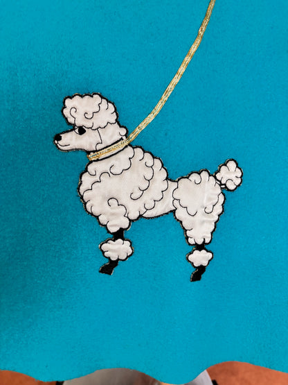 XXS/XS | 1950s Aqua Wool Felt Poodle Dress
