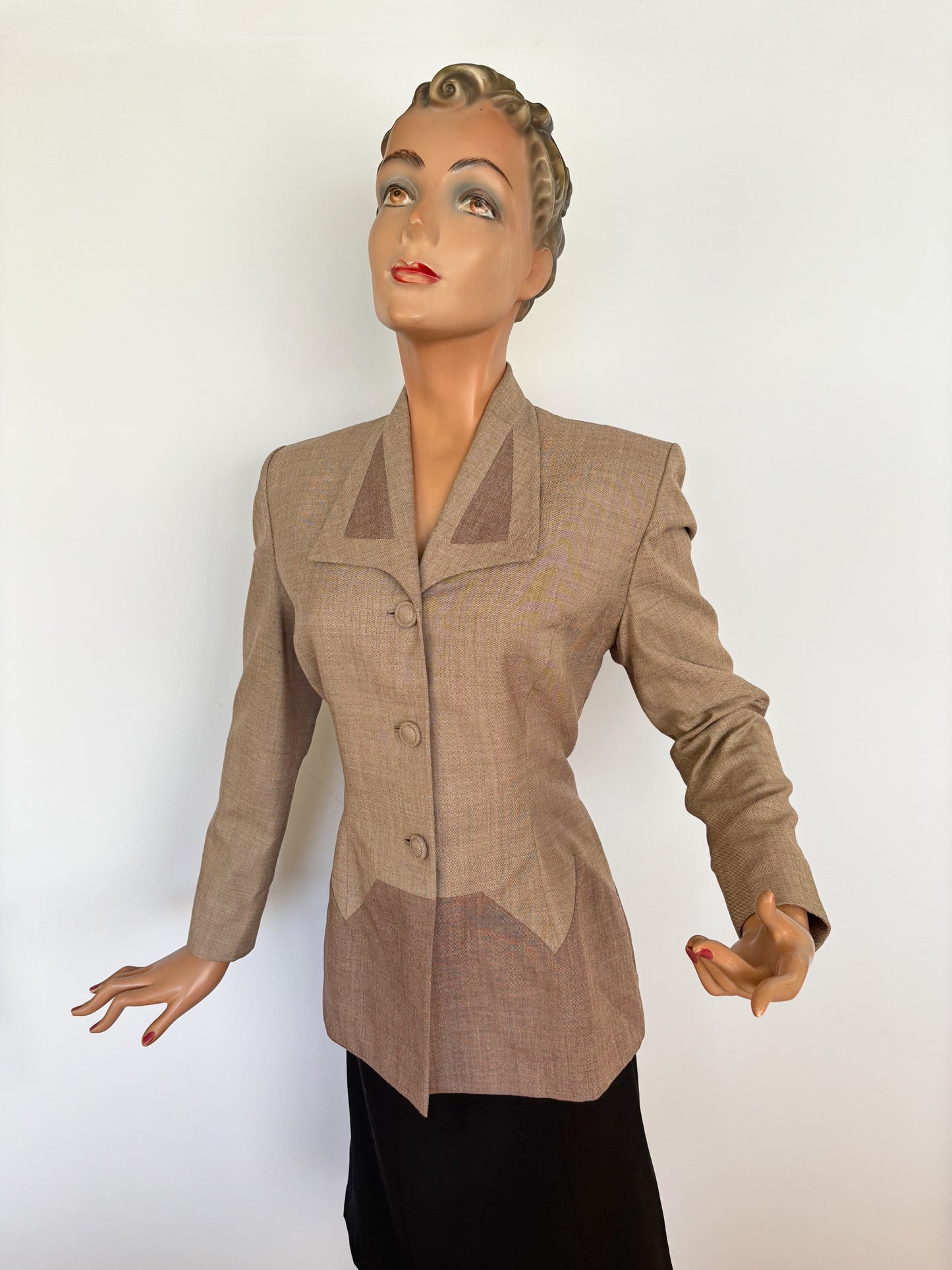 1940s Forstmann Gabardine Block Jacket | Medium/Large
