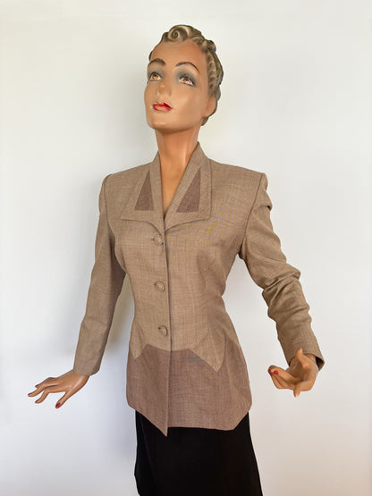 1940s Forstmann Gabardine Block Jacket | Medium/Large