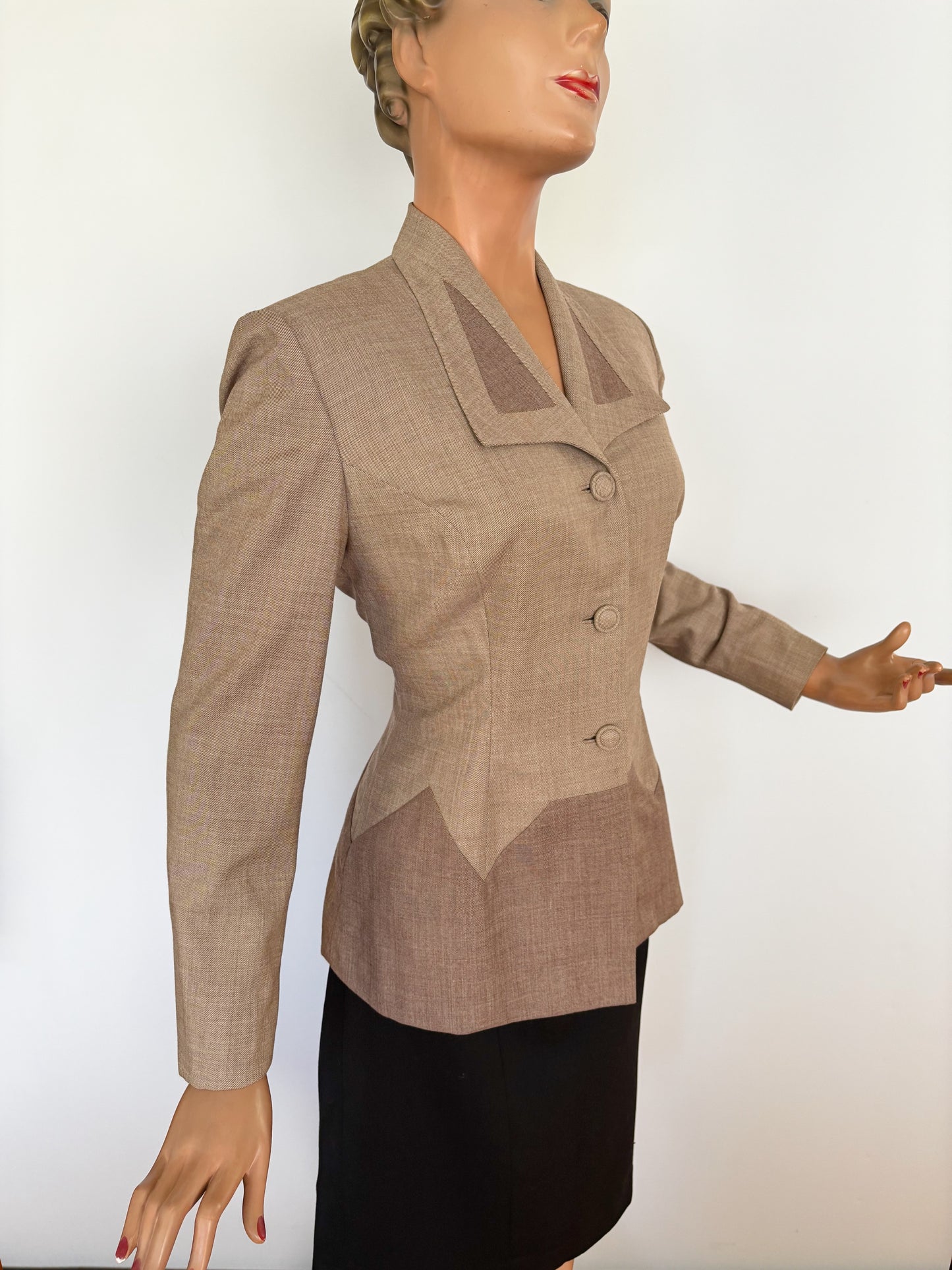 1940s Forstmann Gabardine Block Jacket | Medium/Large