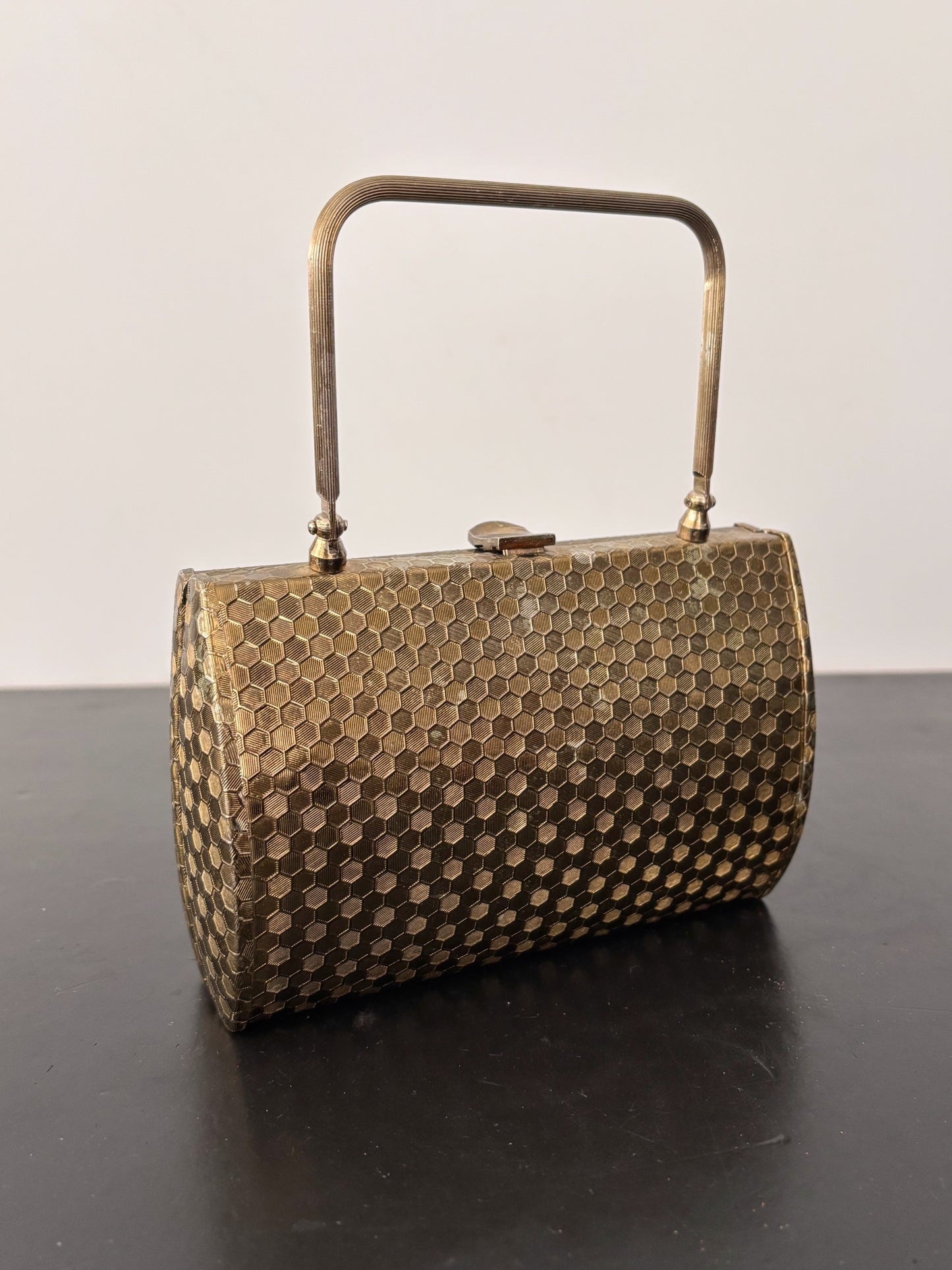 1950s Gold Tone Metal Walborg Evening Bag