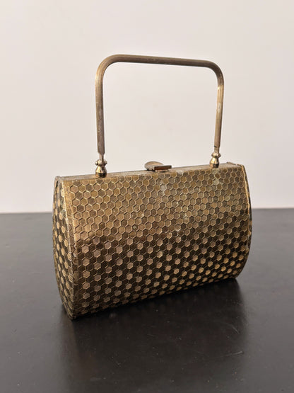 1950s Gold Tone Metal Walborg Evening Bag