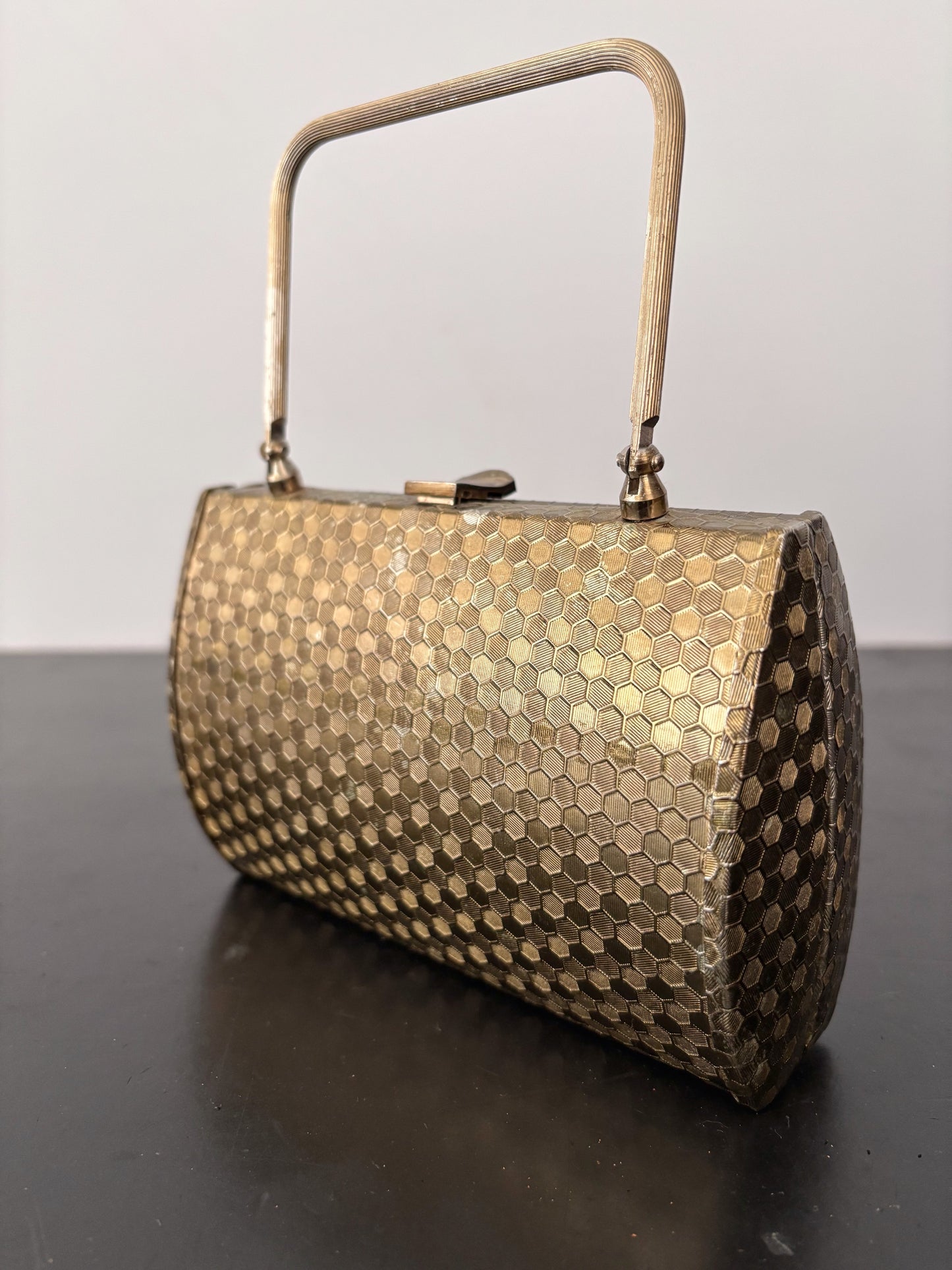 1950s Gold Tone Metal Walborg Evening Bag