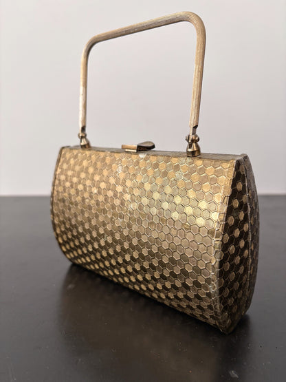1950s Gold Tone Metal Walborg Evening Bag