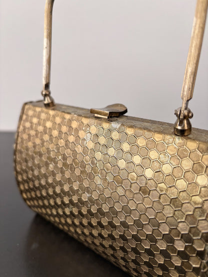 1950s Gold Tone Metal Walborg Evening Bag