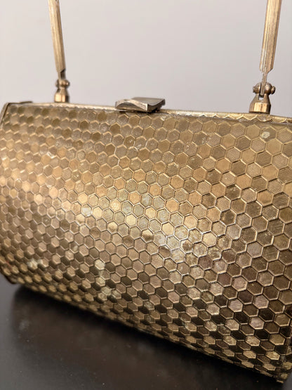 1950s Gold Tone Metal Walborg Evening Bag