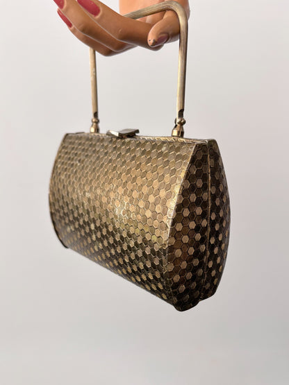 1950s Gold Tone Metal Walborg Evening Bag