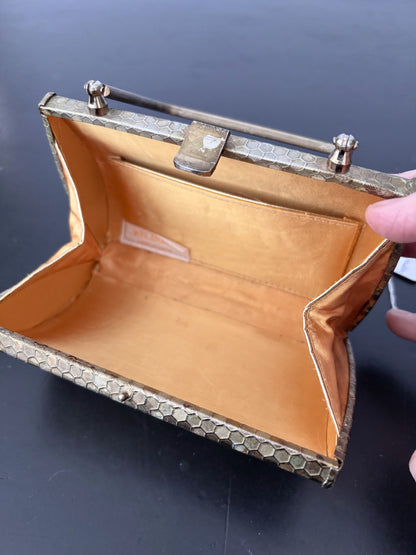 1950s Gold Tone Metal Walborg Evening Bag