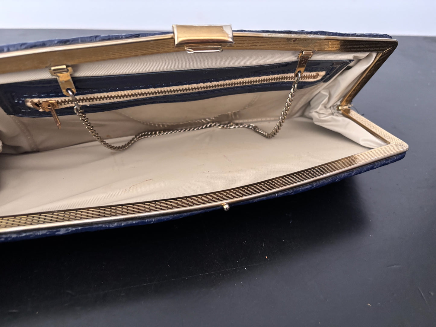 1960s Envelope Clutch with Folding Chain Handle