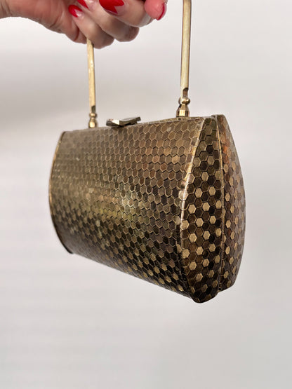 1950s Gold Tone Metal Walborg Evening Bag