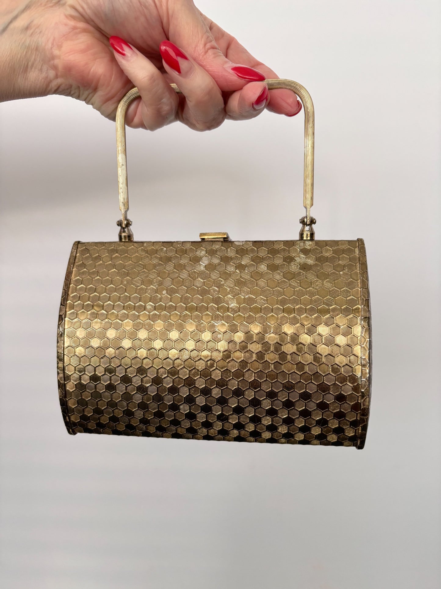 1950s Gold Tone Metal Walborg Evening Bag