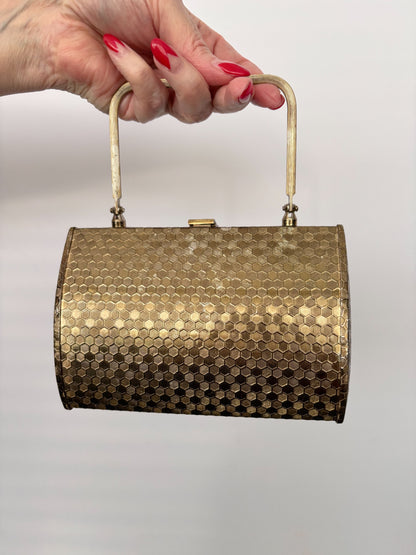 1950s Gold Tone Metal Walborg Evening Bag