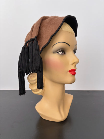1940s Russ Russel Tilt Hat For Gus Mayer In Brown Fur Felt