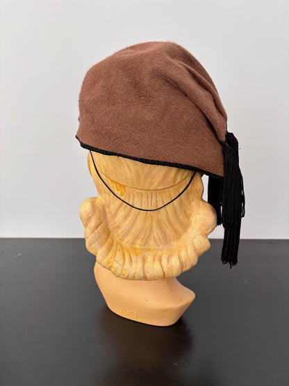 1940s Russ Russel Tilt Hat For Gus Mayer In Brown Fur Felt