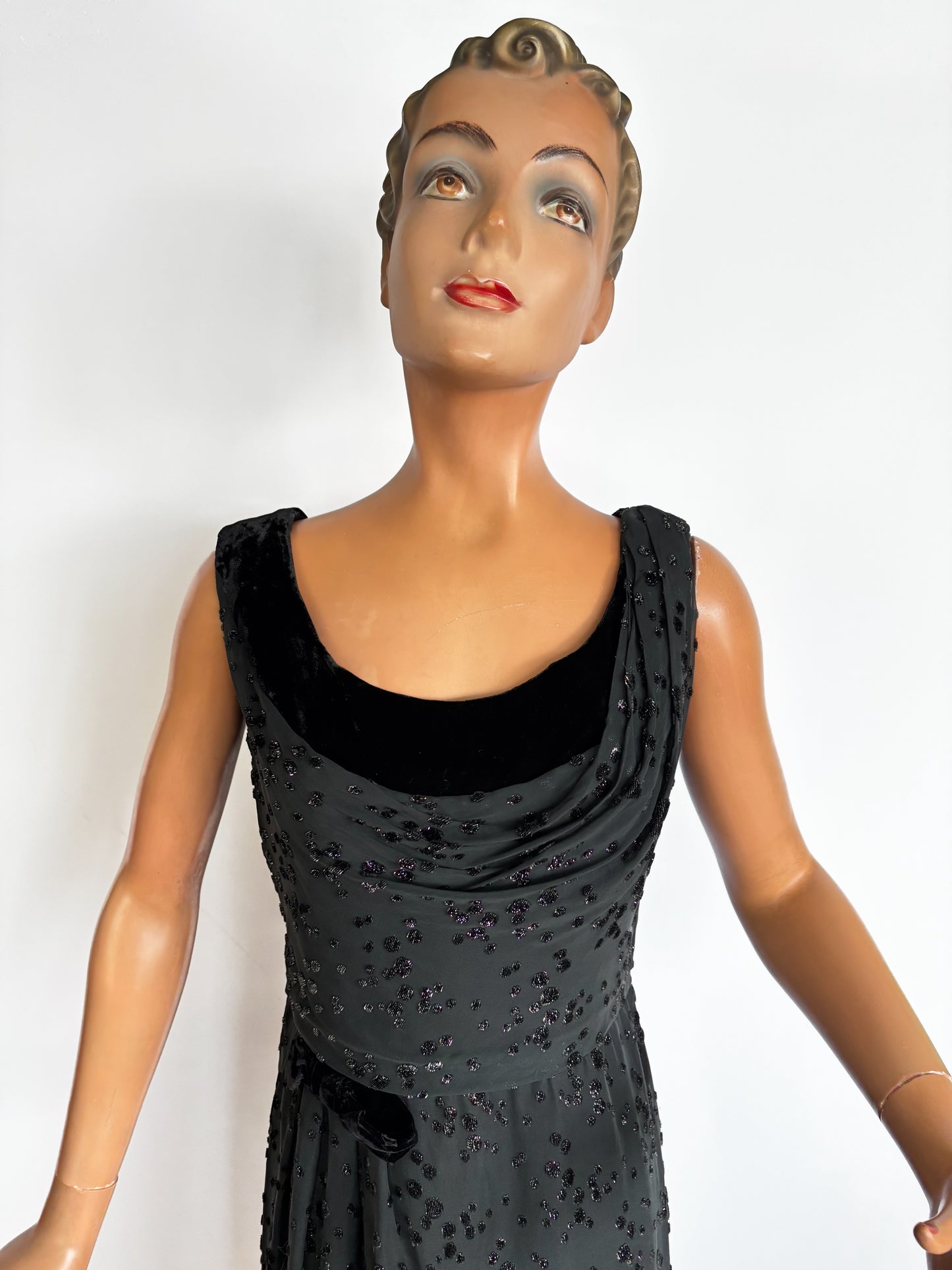 1950s/60 Roter Couture Chiffon Dress | M/L