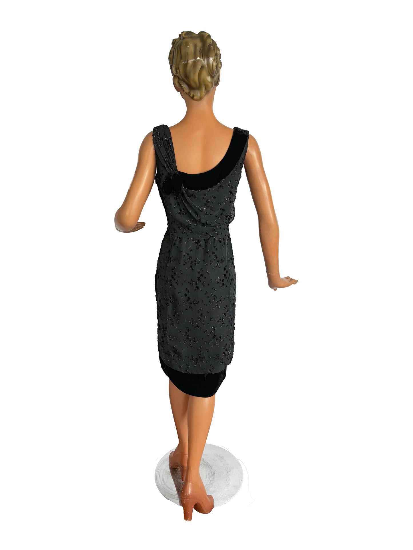 1950s/60 Roter Couture Chiffon Dress | M/L