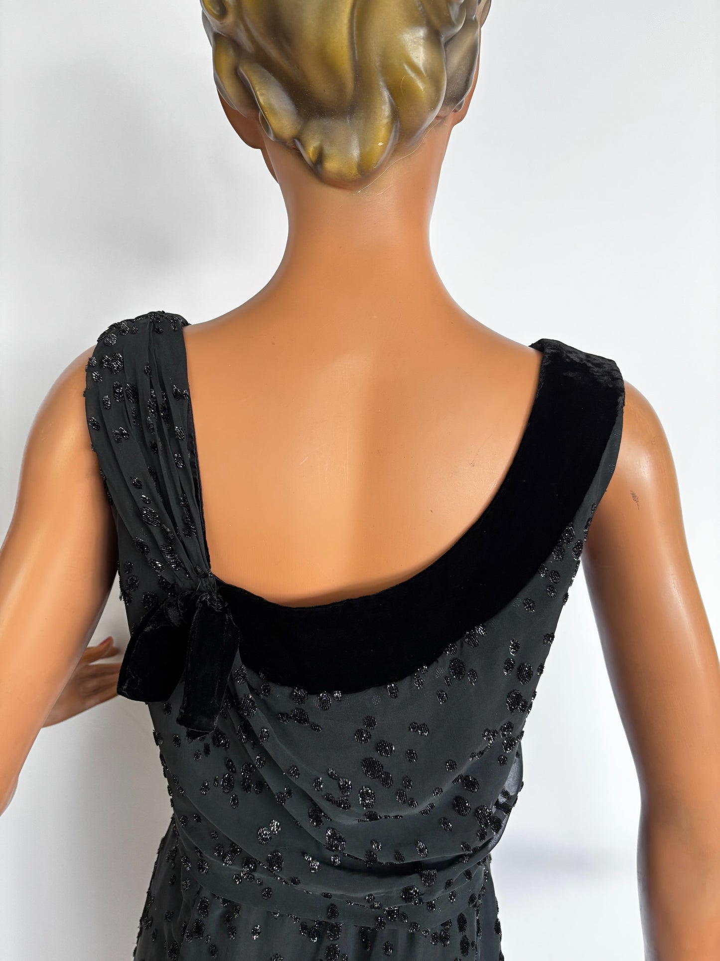1950s/60 Roter Couture Chiffon Dress | M/L