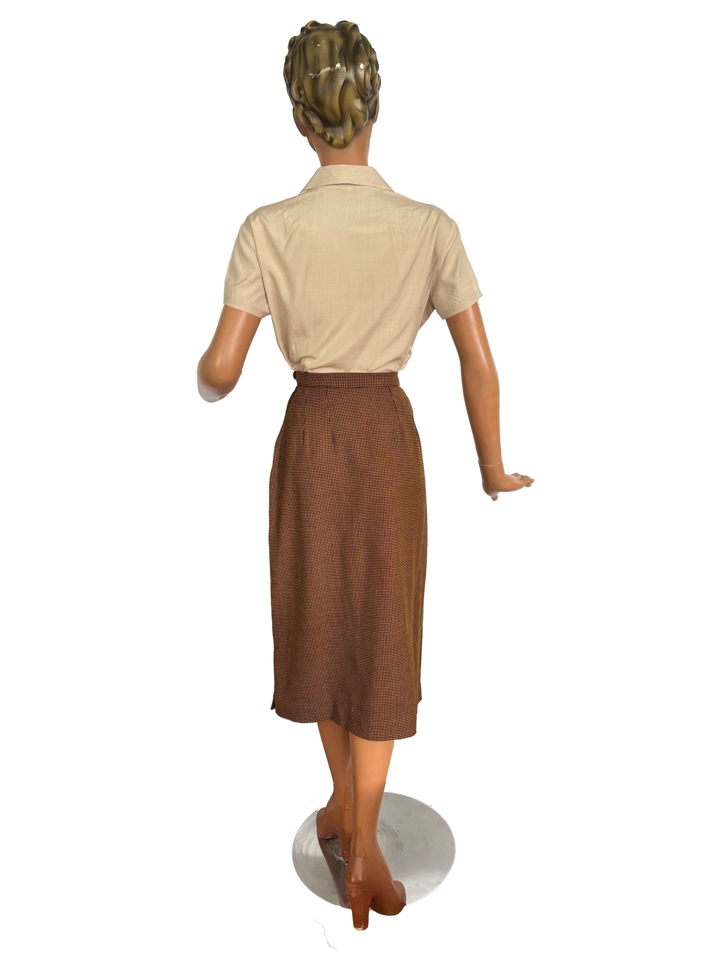 L | 1950s Cream Silk Blouse