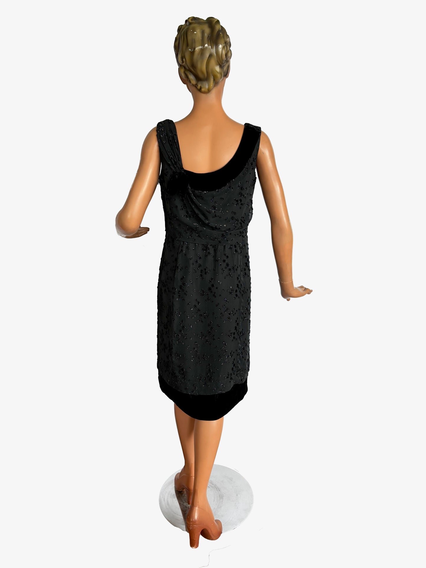 1950s/60 Roter Couture Chiffon Dress | M/L