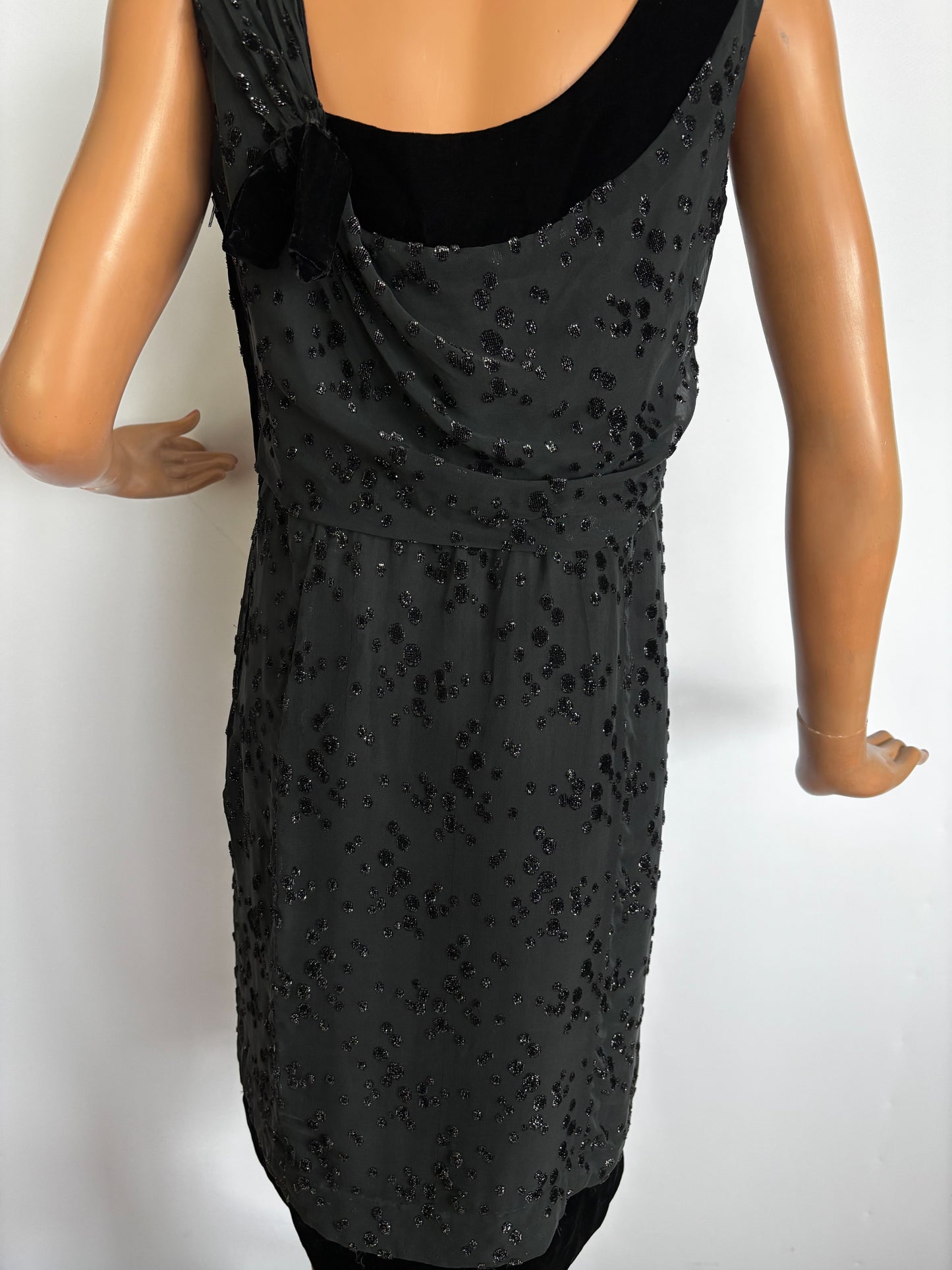 1950s/60 Roter Couture Chiffon Dress | M/L