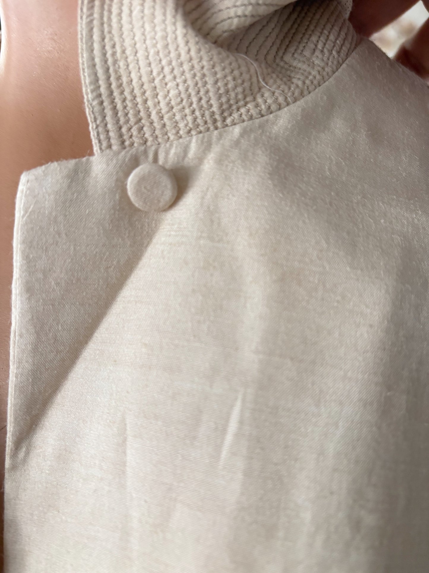 L | 1950s Cream Silk Blouse