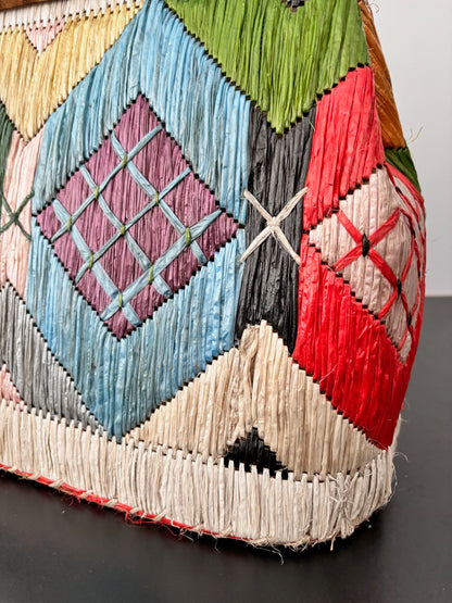 1950s/60s Colorful Raffia Handbag