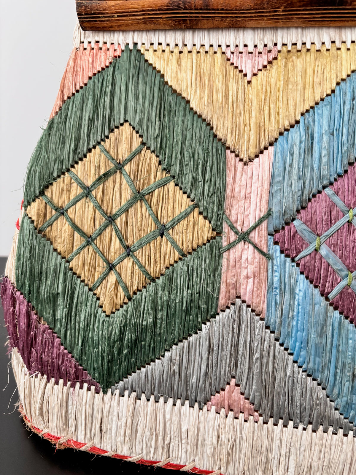 1950s/60s Colorful Raffia Handbag