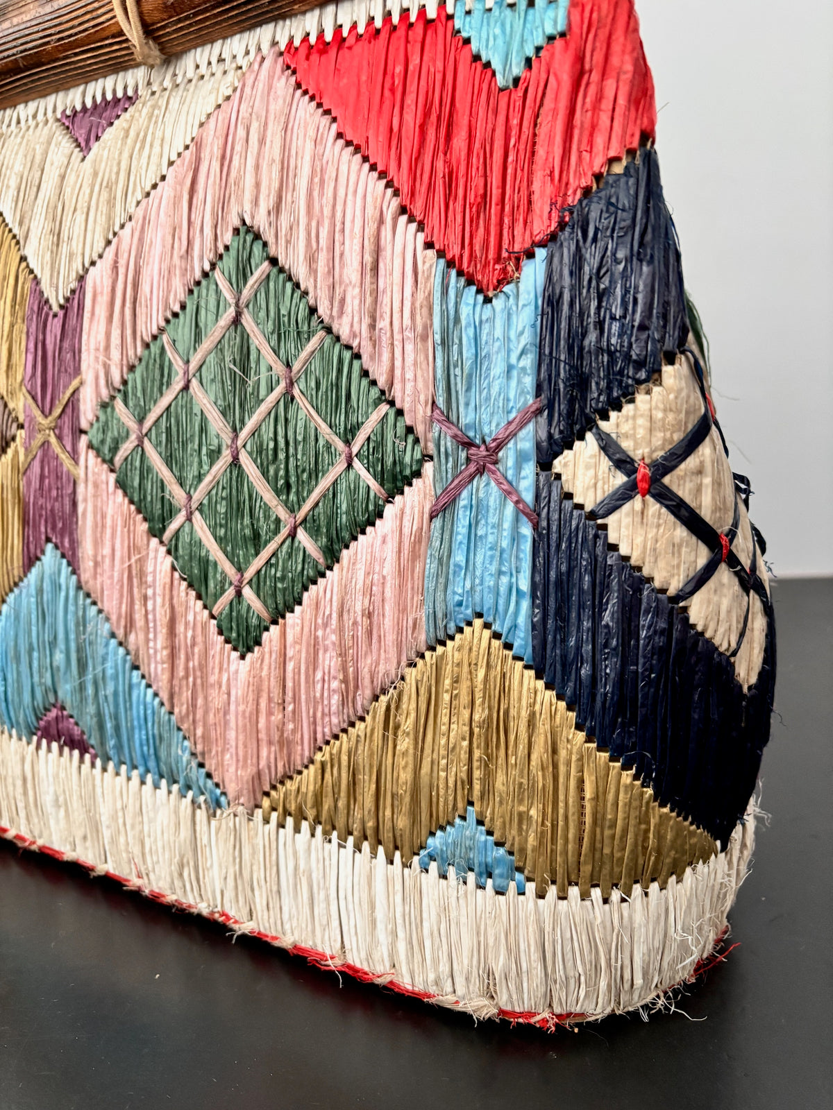 1950s/60s Colorful Raffia Handbag