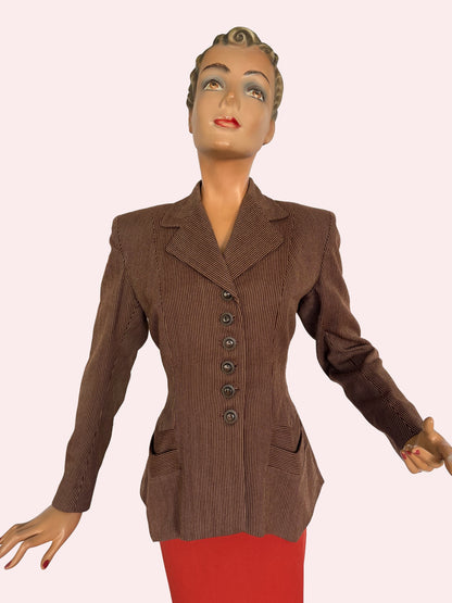 M | 1940s Co-Mar Tailor Made Wool Gabardine Jacket