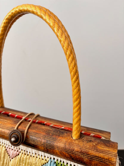 1950s/60s Colorful Raffia Handbag