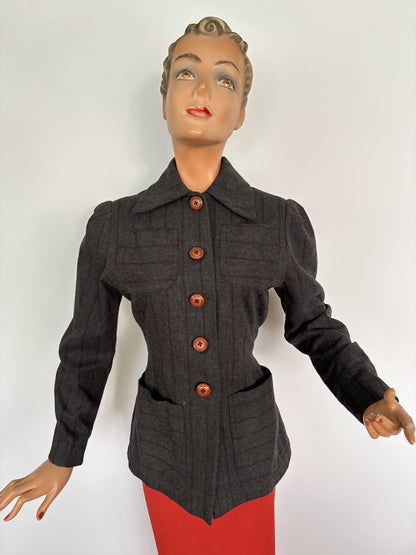 M/L | 1940s Style Wool Utility Jacket