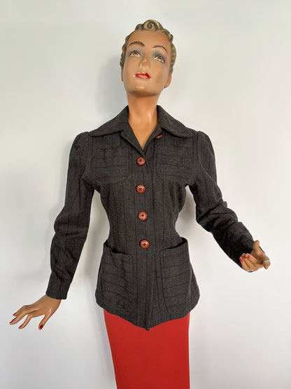 M/L | 1940s Style Wool Utility Jacket