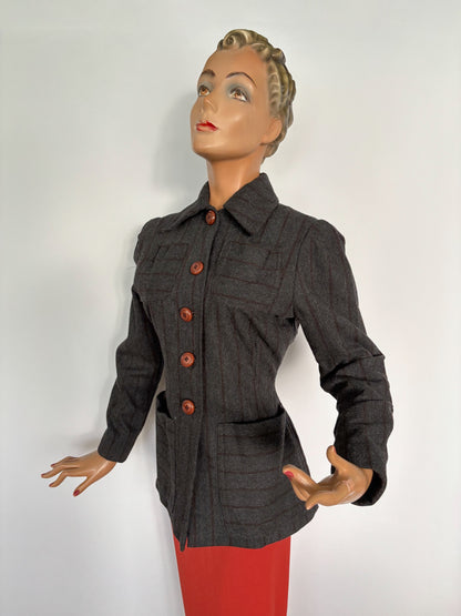 M/L | 1940s Style Wool Utility Jacket