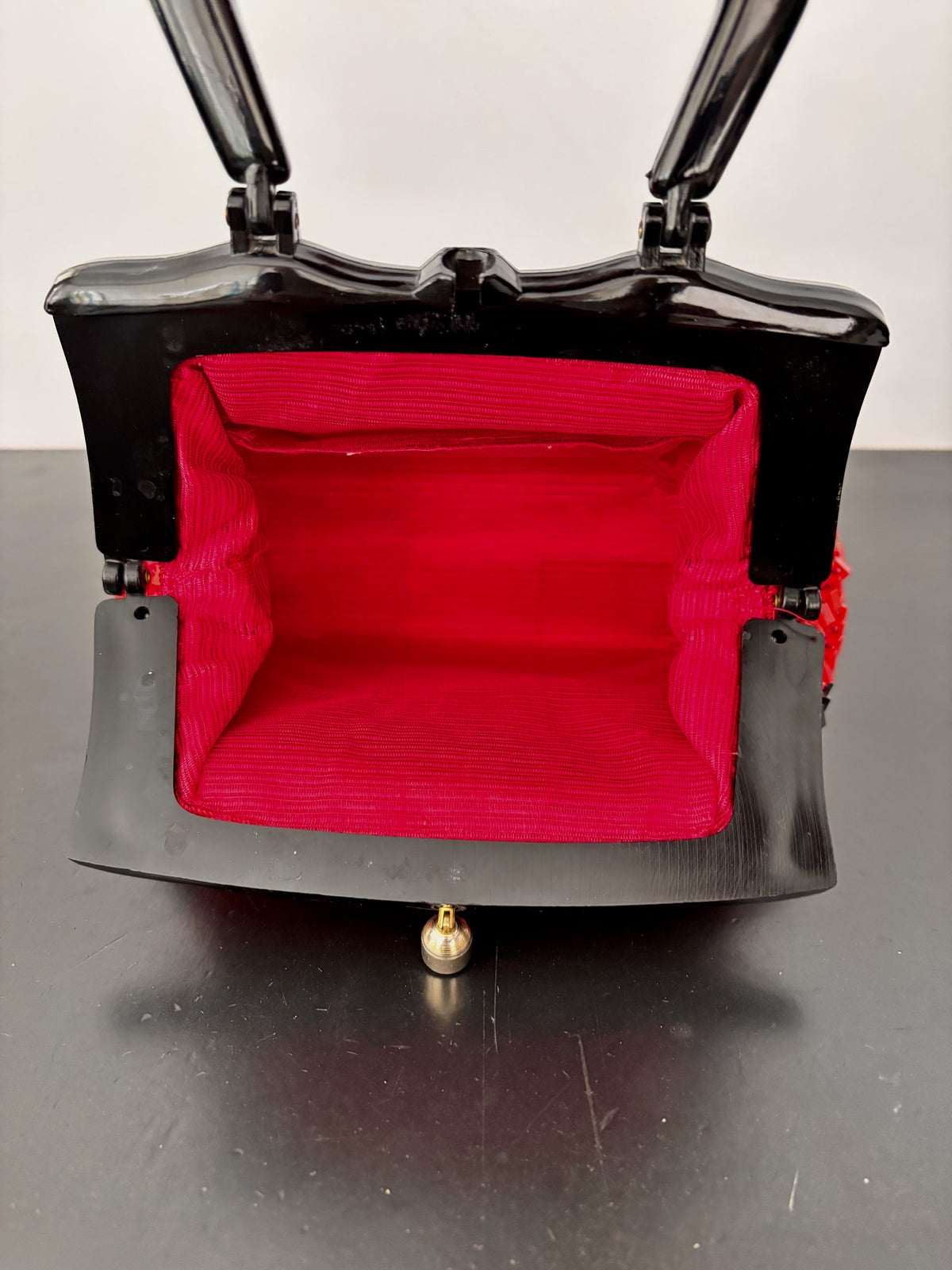 1960s Italian Red and Black Beaded Handbag