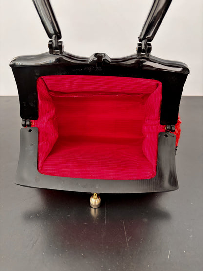 1960s Italian Red and Black Beaded Handbag