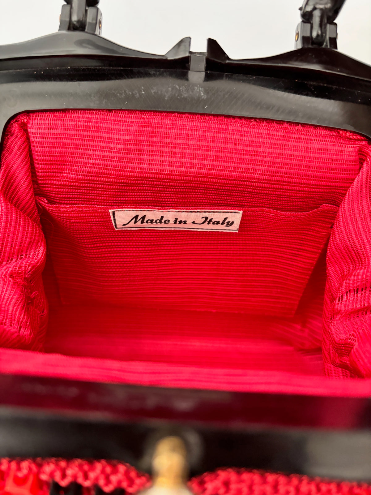 1960s Italian Red and Black Beaded Handbag