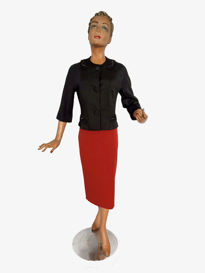 XS/S | 1950s Beaded Wool Gabardine Jacket Suitmaker Montreal