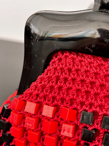 1960s Italian Red and Black Beaded Handbag
