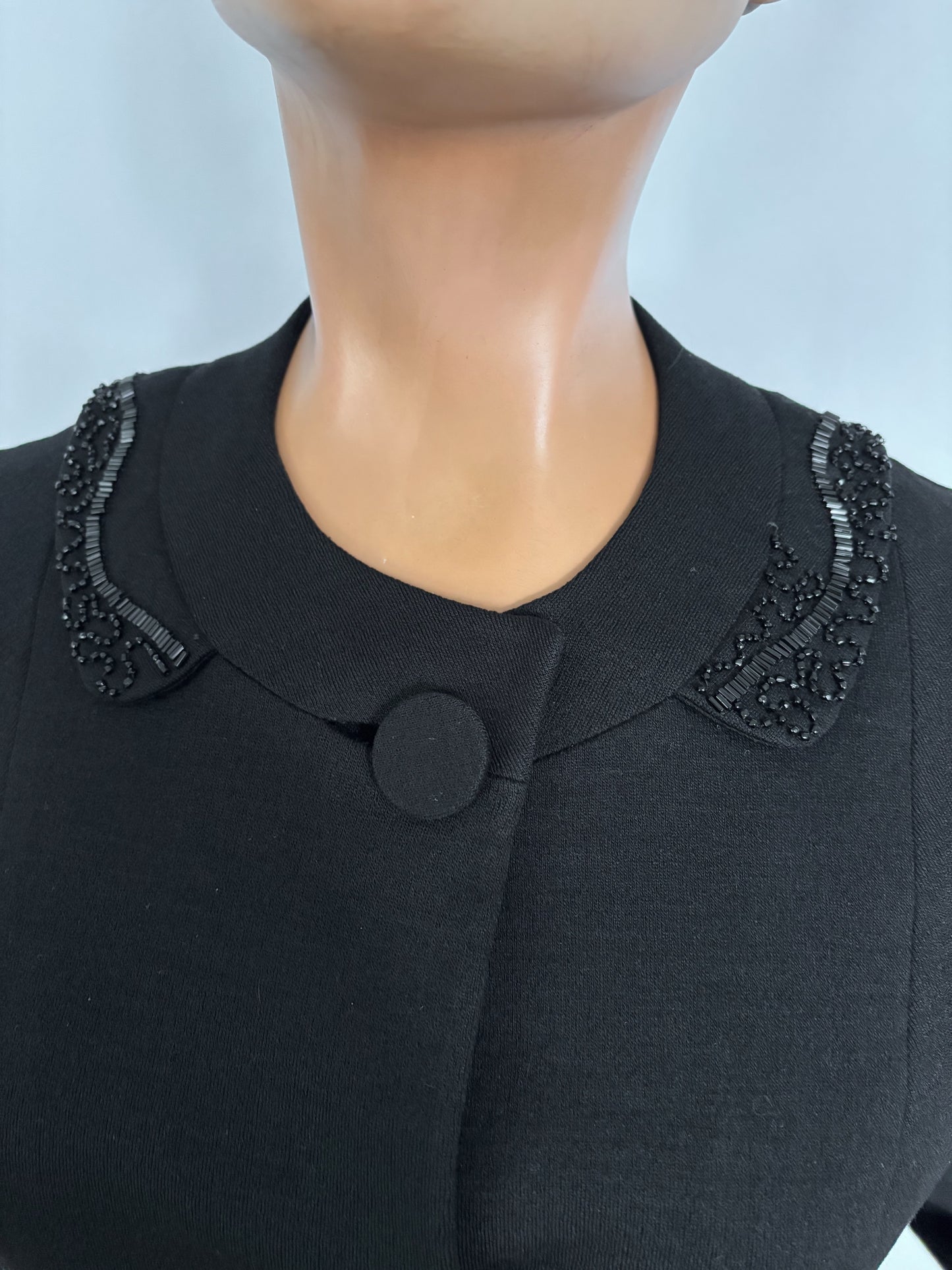 XS/S | 1950s Beaded Wool Gabardine Jacket Suitmaker Montreal