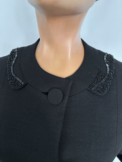 XS/S | 1950s Beaded Wool Gabardine Jacket Suitmaker Montreal