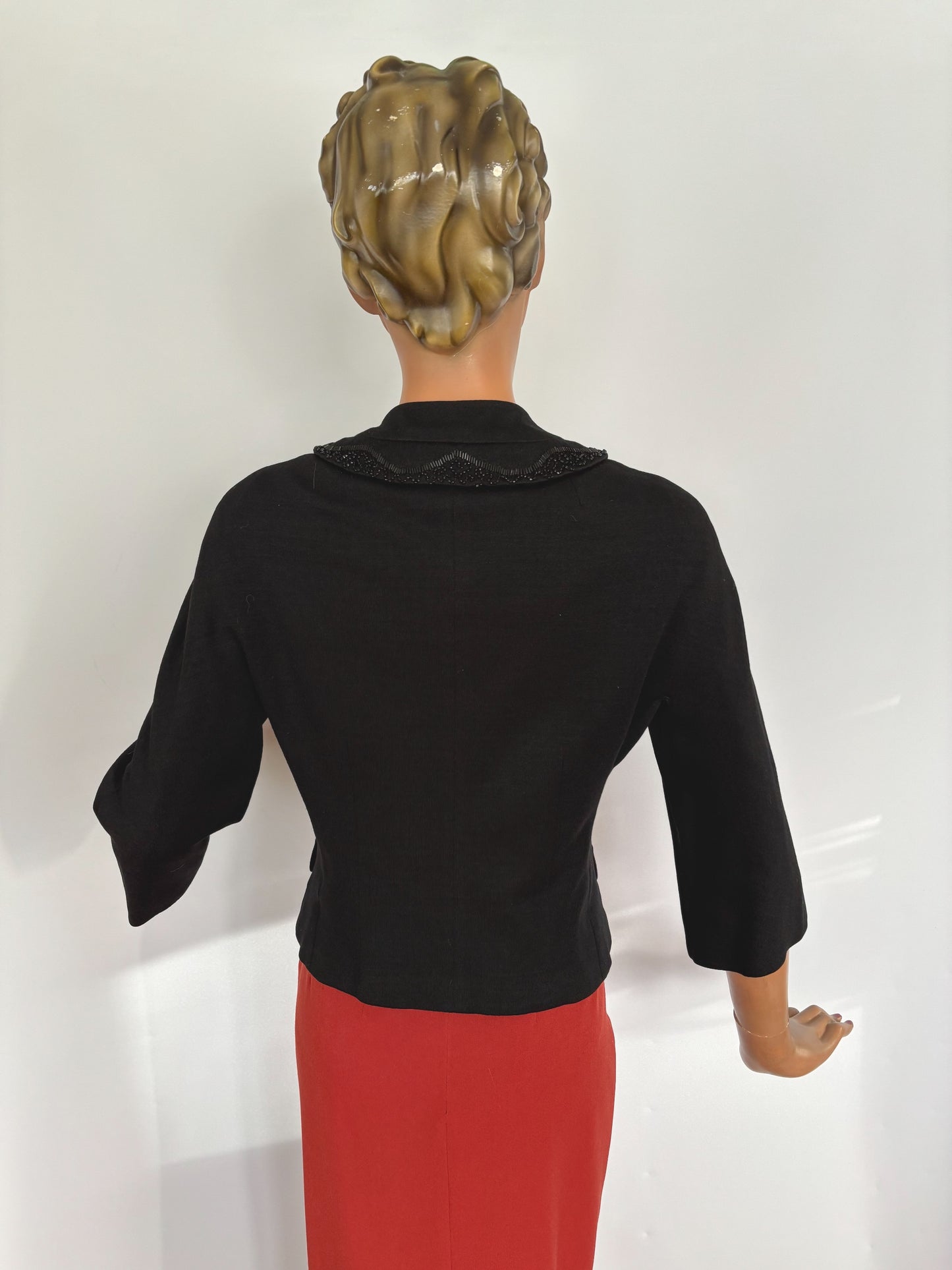 XS/S | 1950s Beaded Wool Gabardine Jacket Suitmaker Montreal