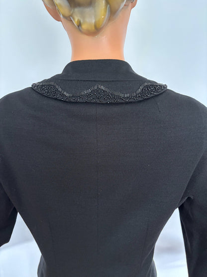 XS/S | 1950s Beaded Wool Gabardine Jacket Suitmaker Montreal