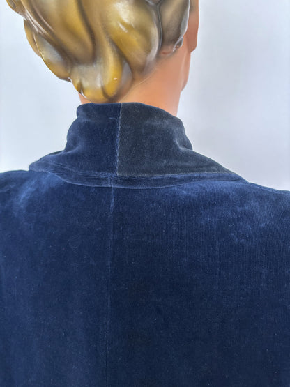 M | 1950s Blue Velvet Swing Coat With Milium Lining