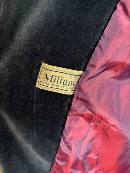M | 1950s Blue Velvet Swing Coat With Milium Lining
