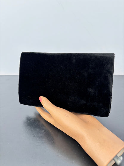 1950s/60s Black Velvet Goldwork Embroidered Clutch