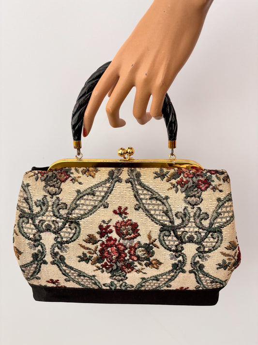 1950s Floral Tapestry Handbag F.L. Fifth Ave New York