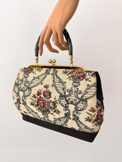 1950s Floral Tapestry Handbag F.L. Fifth Ave New York