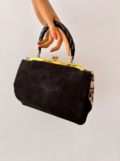1950s Floral Tapestry Handbag F.L. Fifth Ave New York